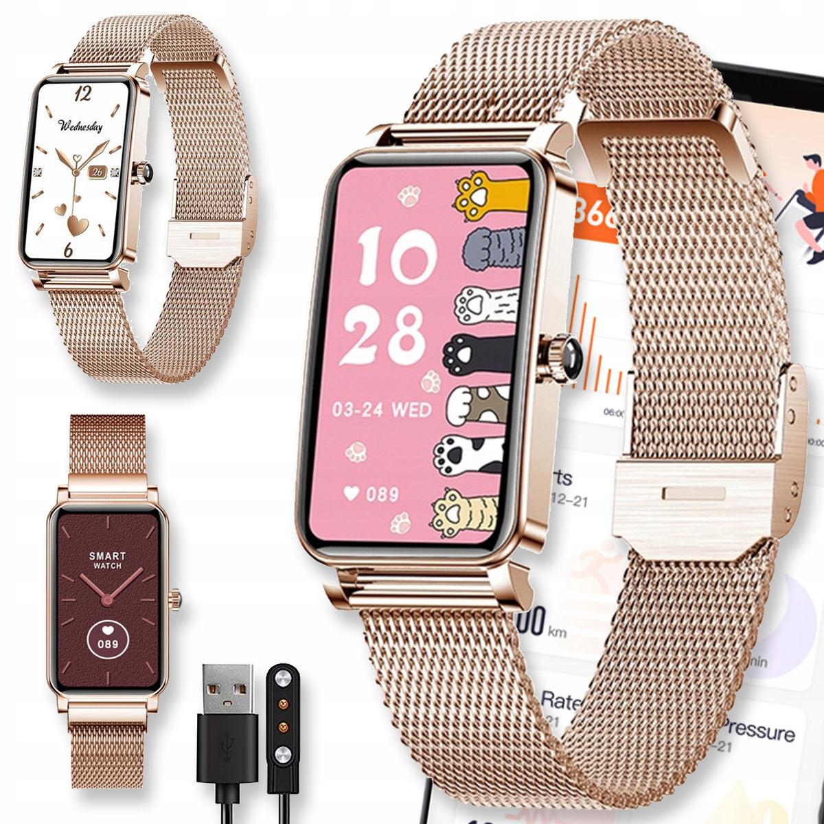 SMARTBAND BAND SMARTWATCH WATCH BAND SMART AMOLED WOMEN'S MENU PL WATCH