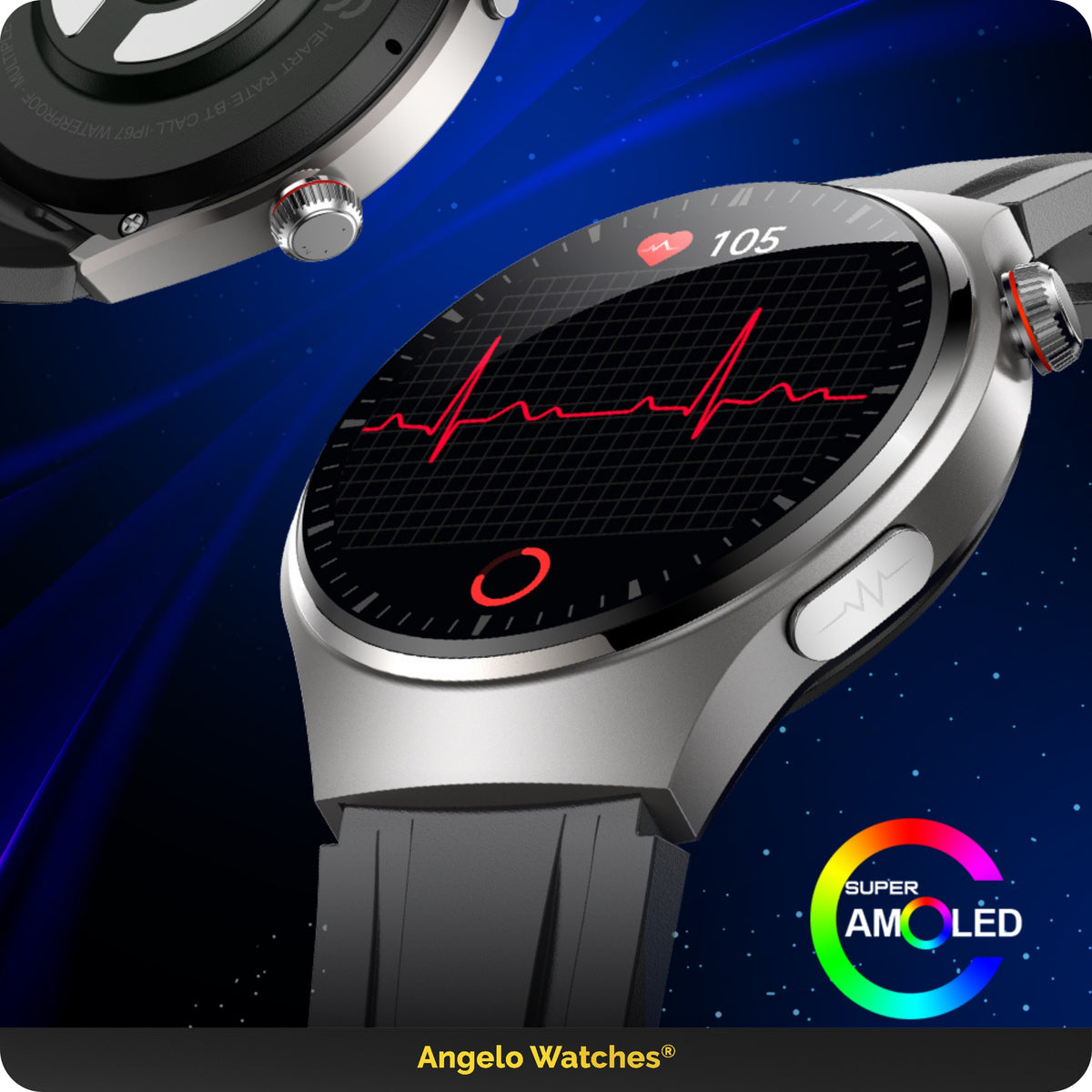 SMARTWATCH MEN'S WATCH CARDIOWATCH EKG SUGAR MEASUREMENT HRV MENU STRIPS PL Packaging status original