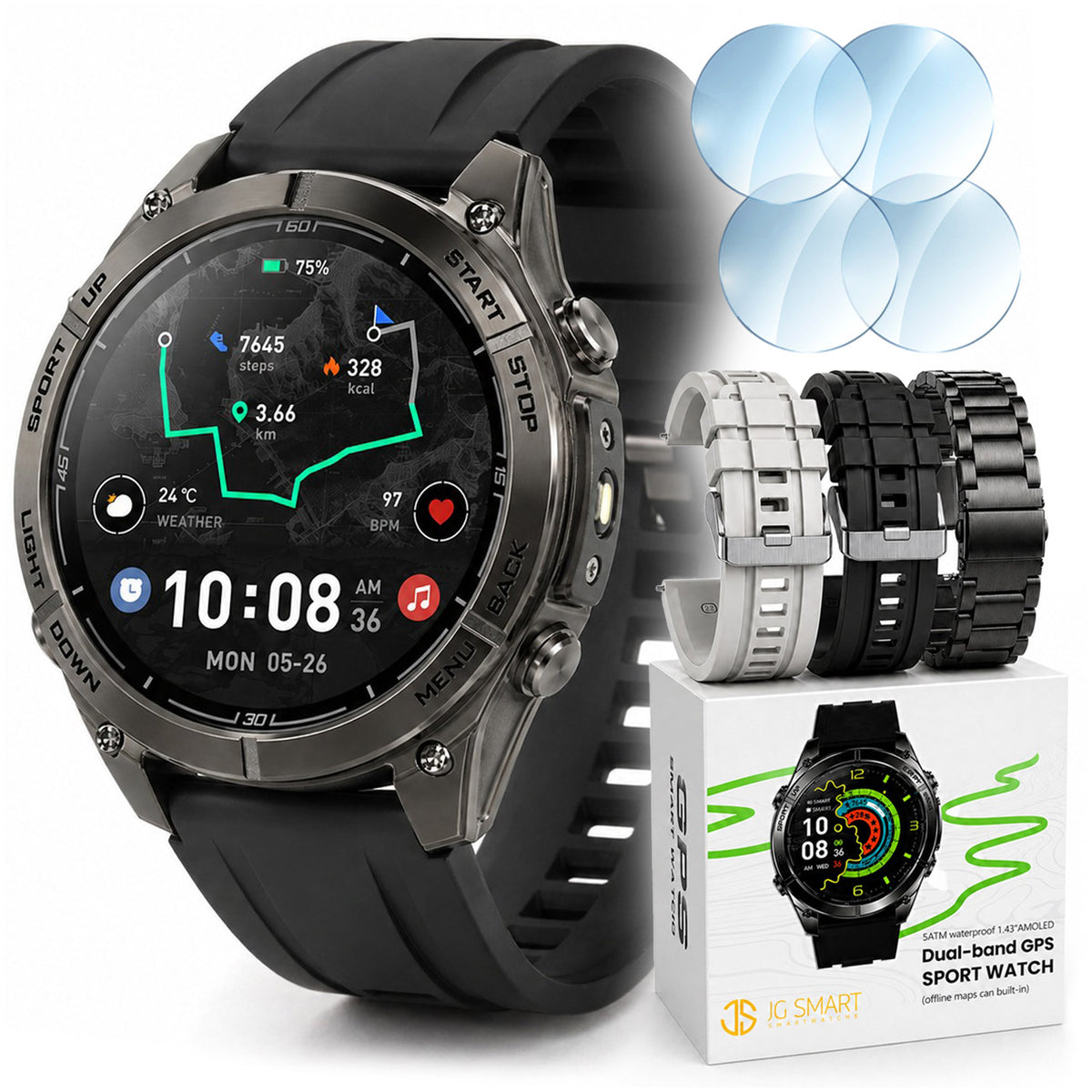 SMARTWATCH MEN'S WATCH WATERPROOF IP69K DUAL GPS MAP MENU PL TALK AI