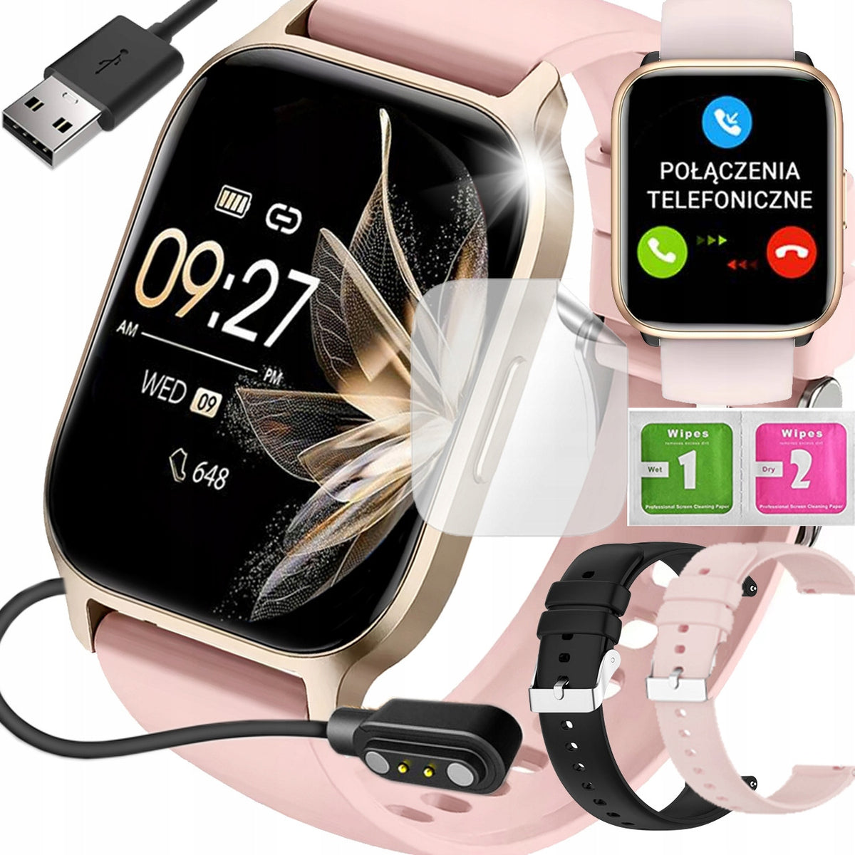 SMARTWATCH WATCH POLISH MENU TALK SPORT SMART WATCH WOMEN PINK