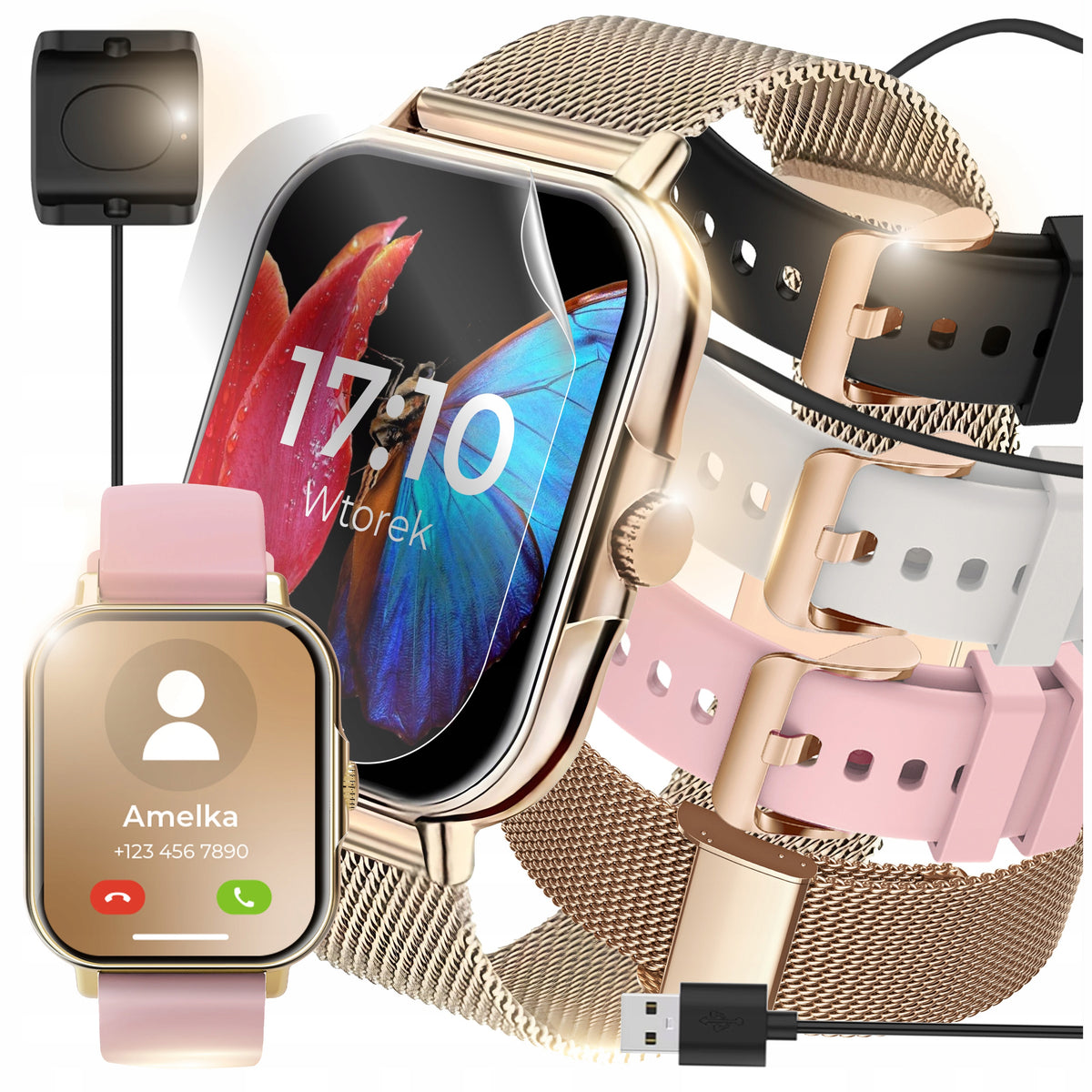 SMARTWATCH WOMEN'S WATCH POLISH MENU CALLS NOTIFICATIONS PULS SPORT