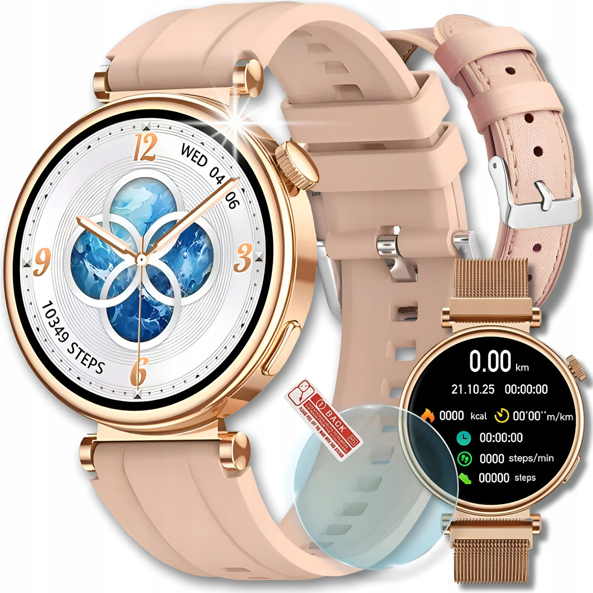 SMARTWATCH WOMEN'S WATCH TALK SUGAR MEASUREMENT PL MENU SPORT 3 STRIPES +GLASS