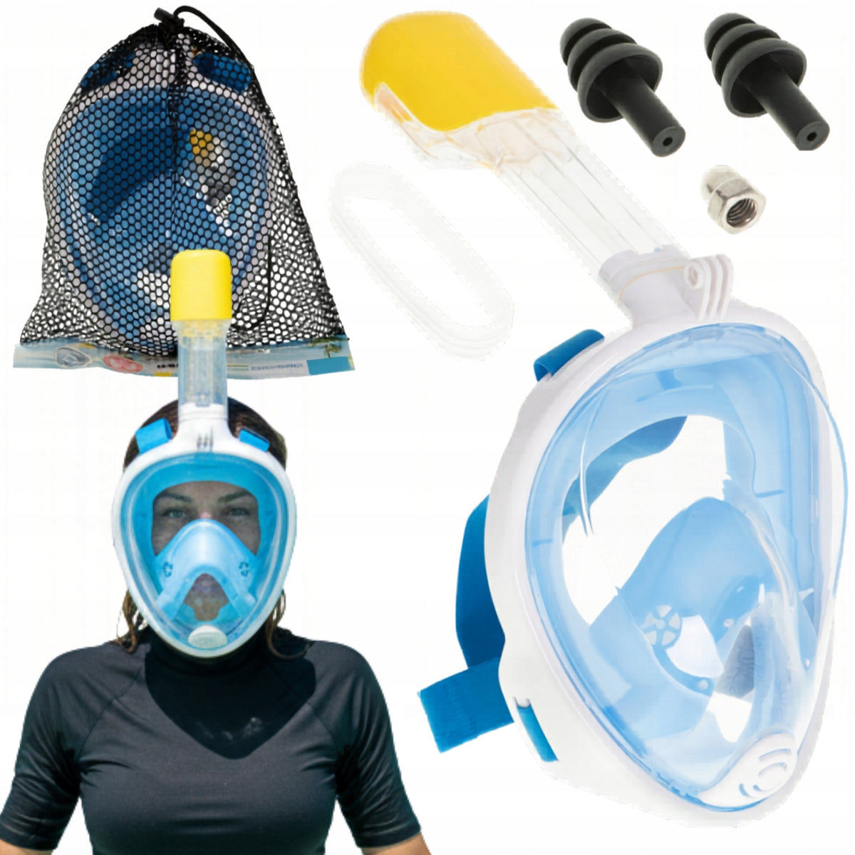 SNORKELING MASK WITH TUBE FULLFACE FOLDING S/M DURABLE