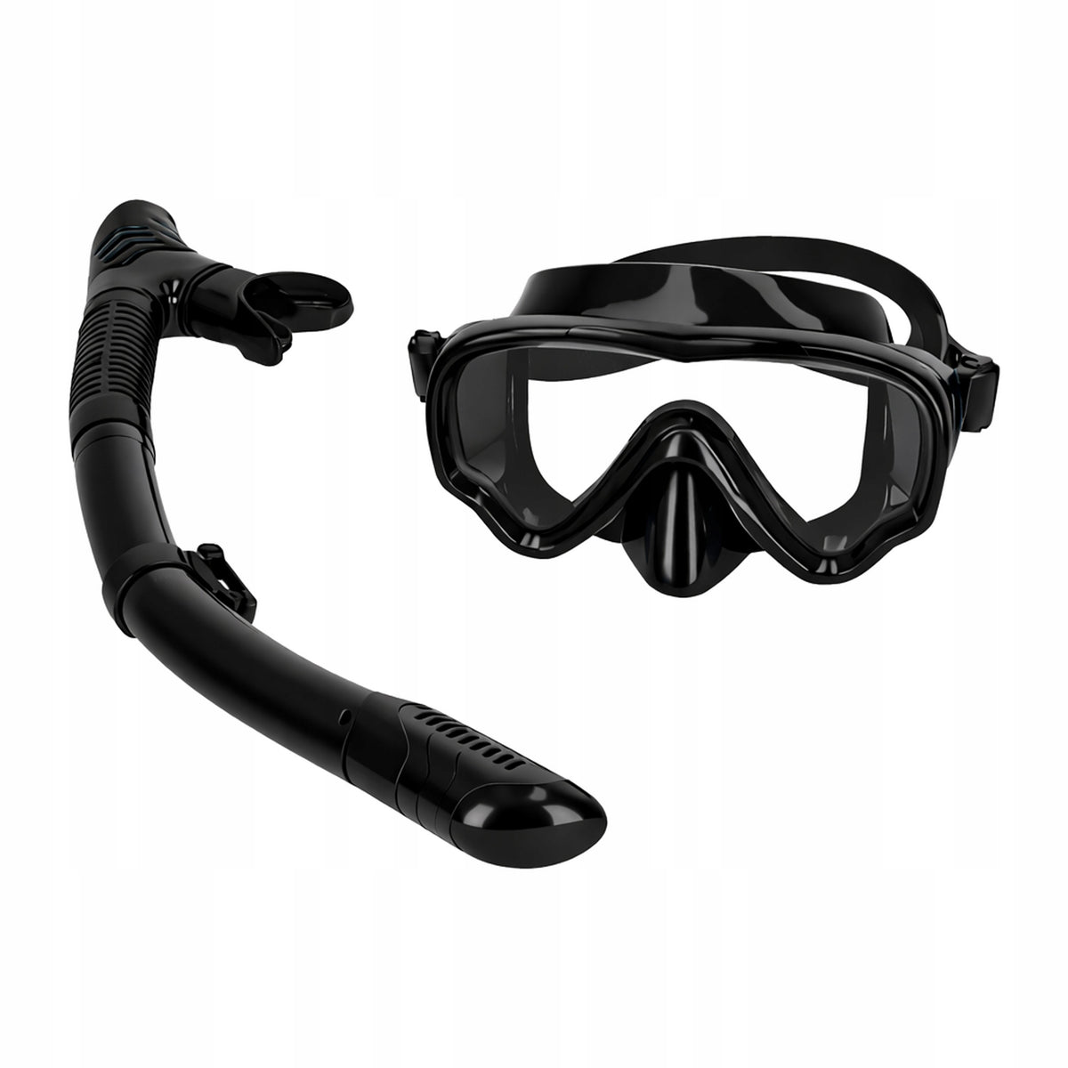 SNORKELING SET MASK AND SNORKEL GLASSES WITH TUBE BLACK Packaging status original
