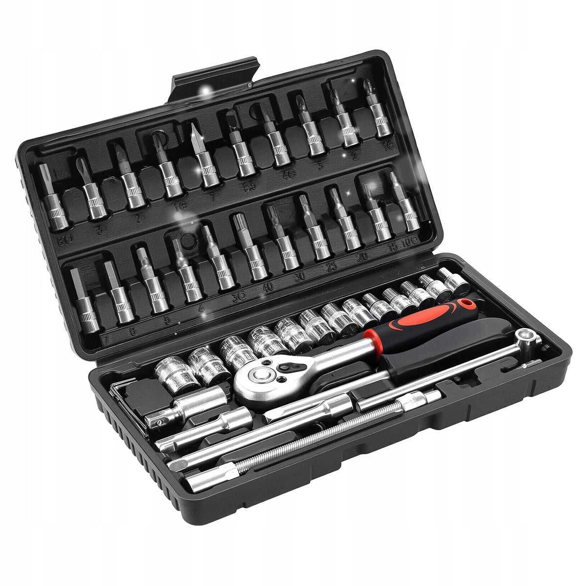 SOCKET WRENCH SET 1/4 46 EL. WITH RATCHET FOR REPAIRS AND DIY Packaging status original