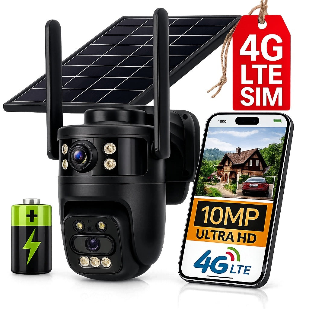 SOLAR CAMERA GSM 4G LTE 10MP ROTATING EXTERNAL FOR SIM CARD DETECTION