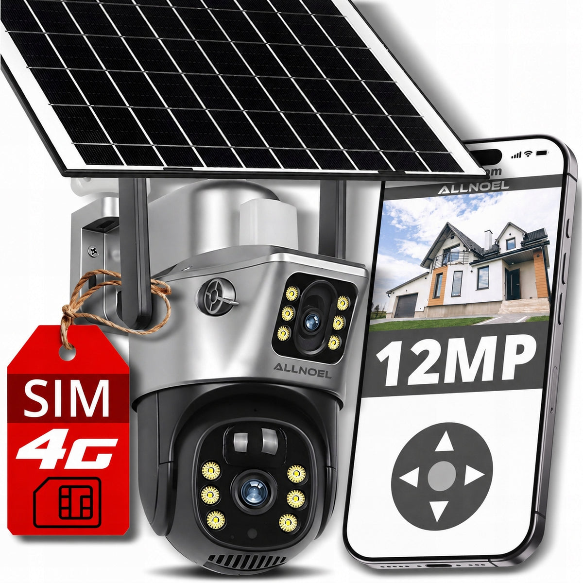 SOLAR CAMERA ROTATING 2 LENSES 12MPx FOR SIM CARD LTE WIRELESS