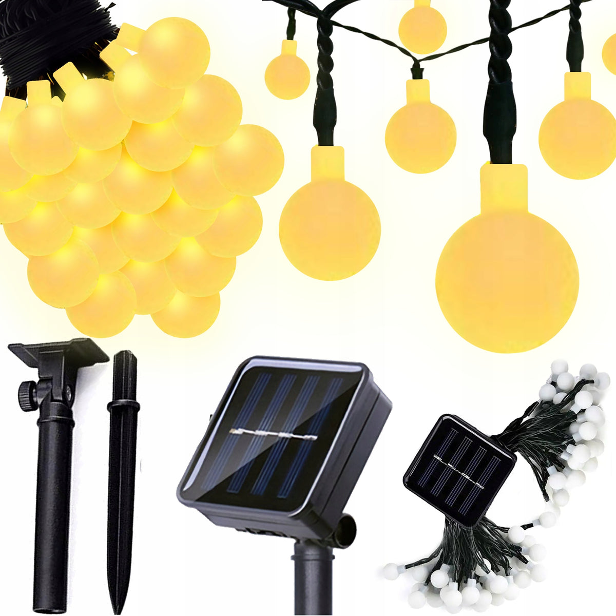 SOLAR GARDEN GARLAND OUTDOOR LED LAMPS MILKY 30 LEDs 450cm WARM