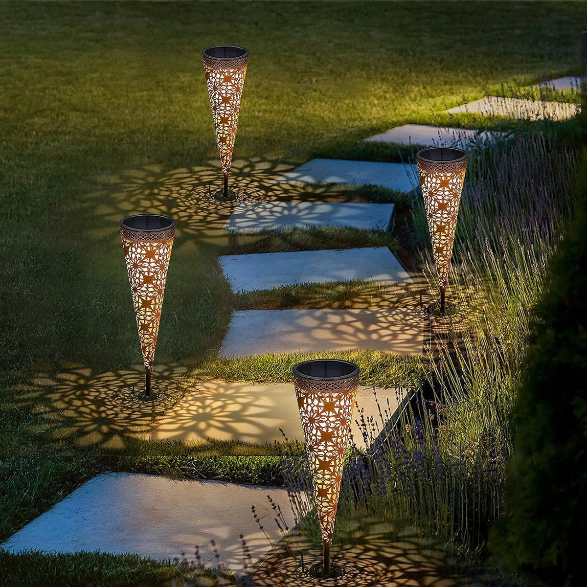 SOLAR METAL LAMPS FOR GARDEN 2 PIECES IP65 LED WARM WHITE Packaging status original