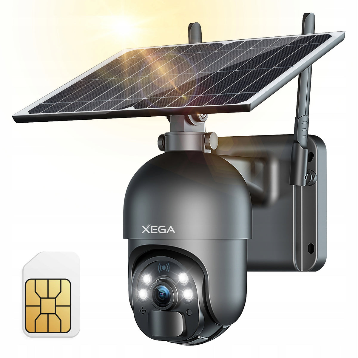 SOLAR OUTDOOR CAMERA ROTATING FOR SIM CARD 4G LTE GSM 2K 3MP WITH CARD