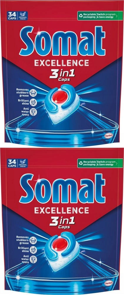 SOMAT EXCELLENCE 3IN1 CAPSULES ORIGINAL FRESH 34PCS x2