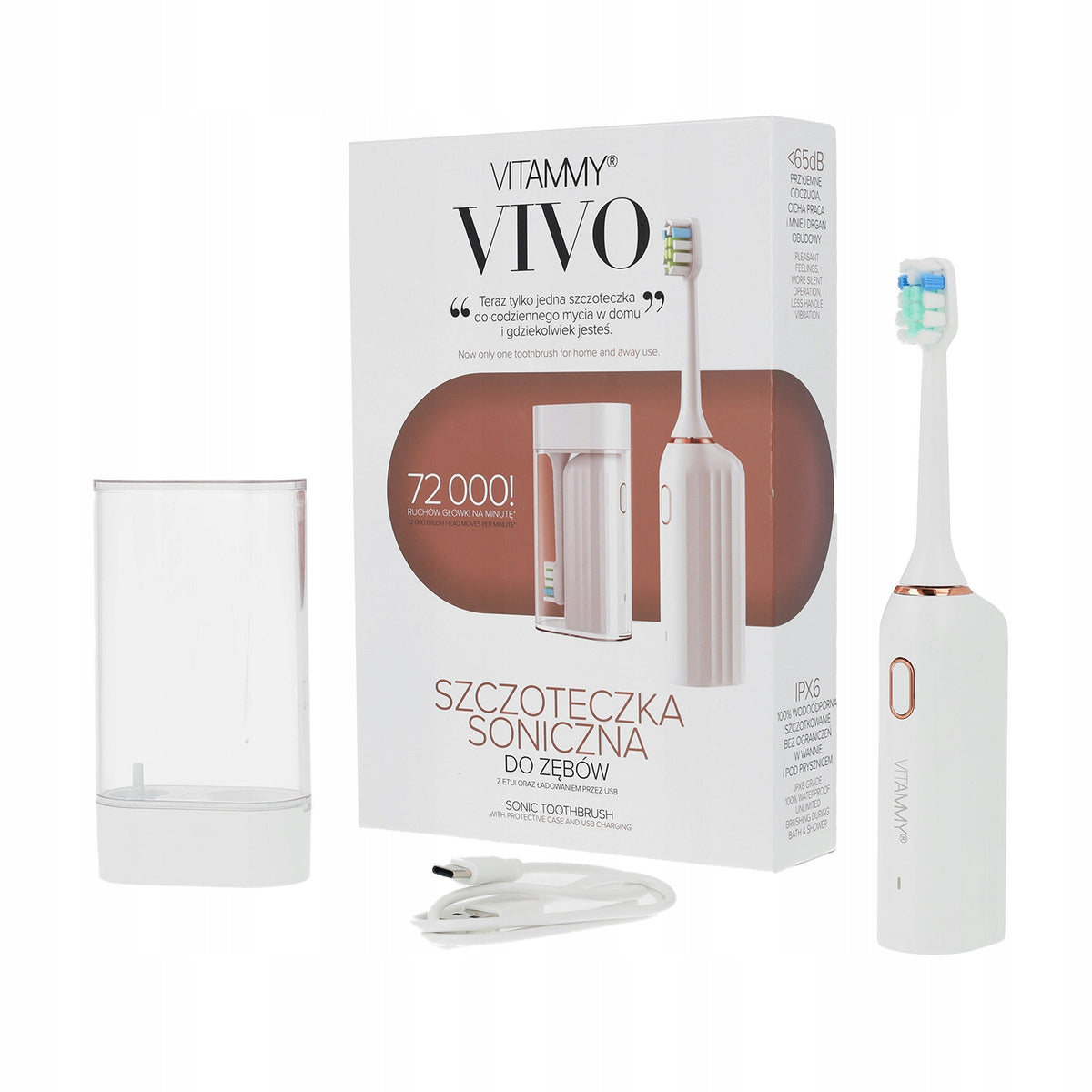 SONIC ELECTRIC TOOTHBRUSH COMPACT VITAMMY VIVO +ETUI USB
