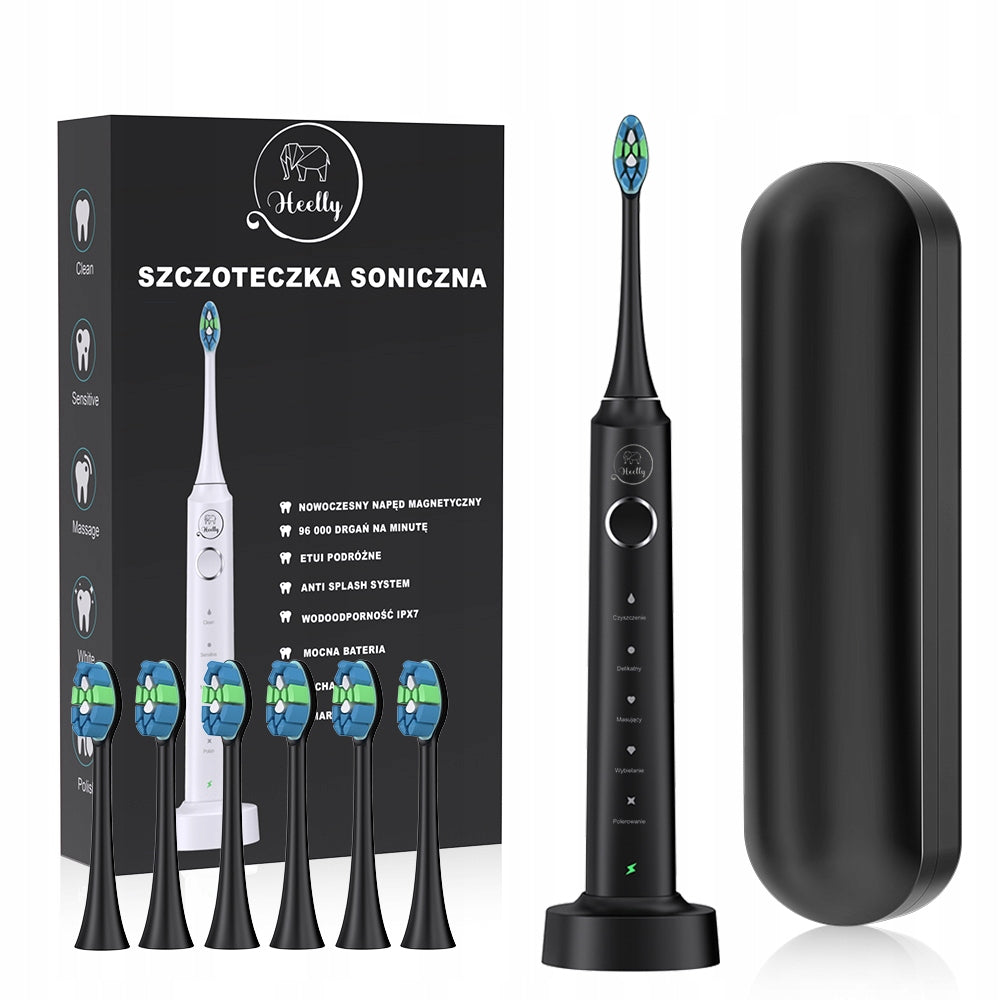 SONIC TOOTHBRUSH ELECTRIC HEELLY CASE 6 TIPS INDUCTION
