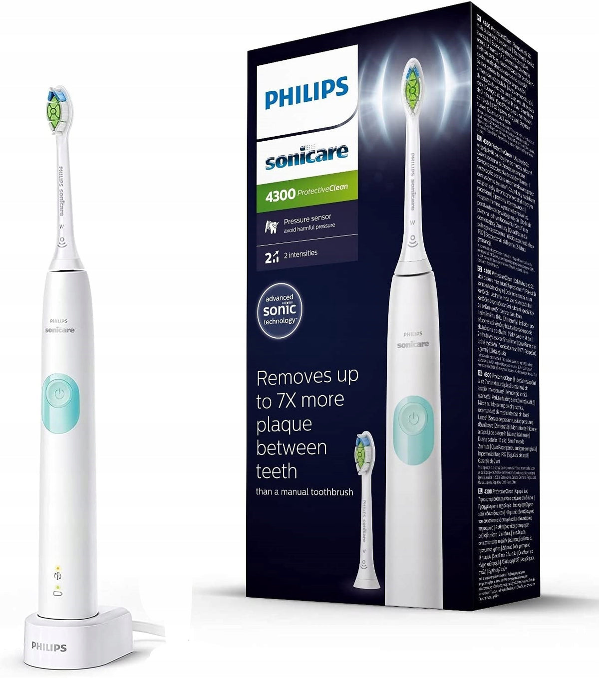 SONIC TOOTHBRUSH PHILIPS SONICARE ProtectiveClean 4300 white +2Tip