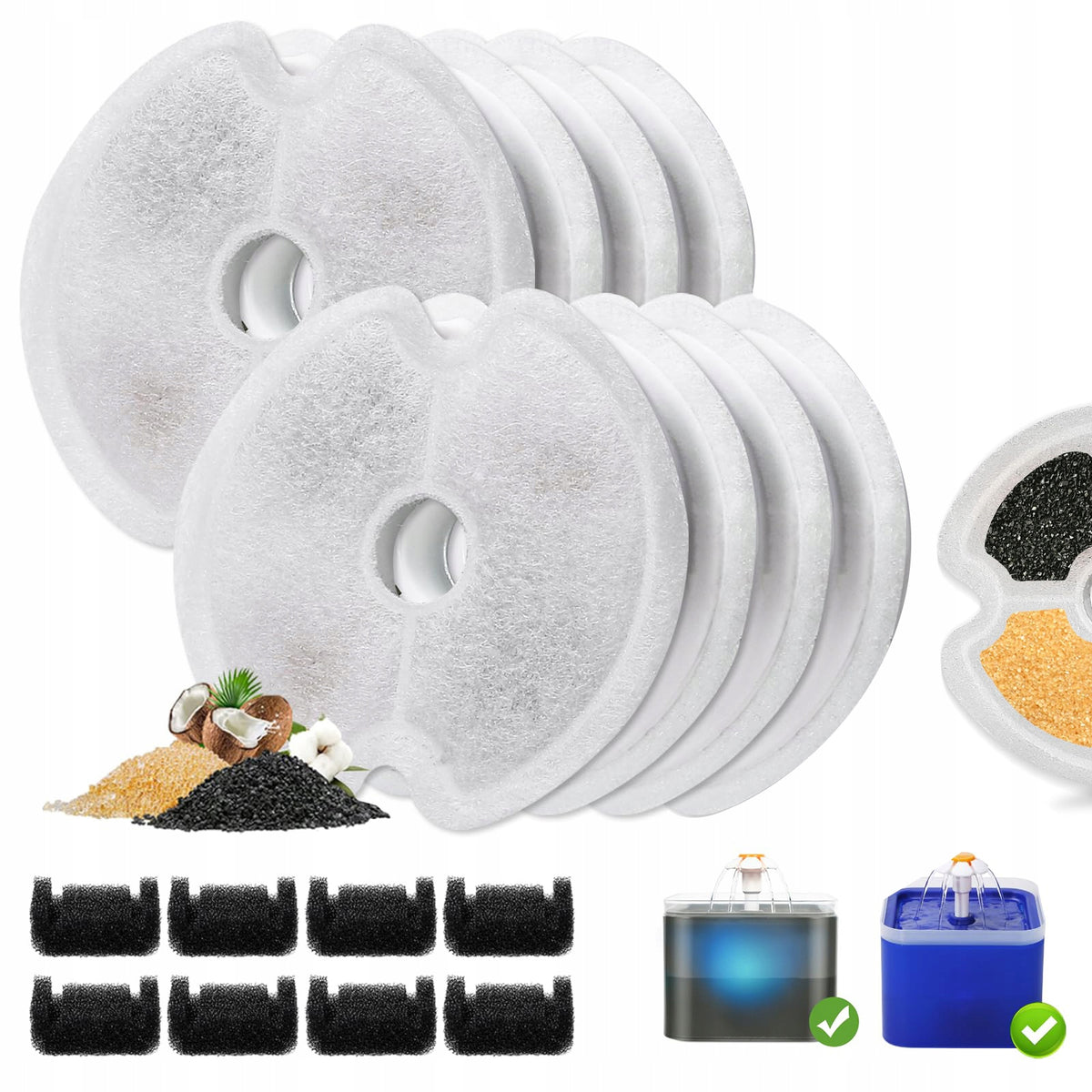 SPARE FILTER SET FILTER FOR DOG CAT DRINKER FOUNTAIN 16 PIECES Manufacturer code 65DF2GV