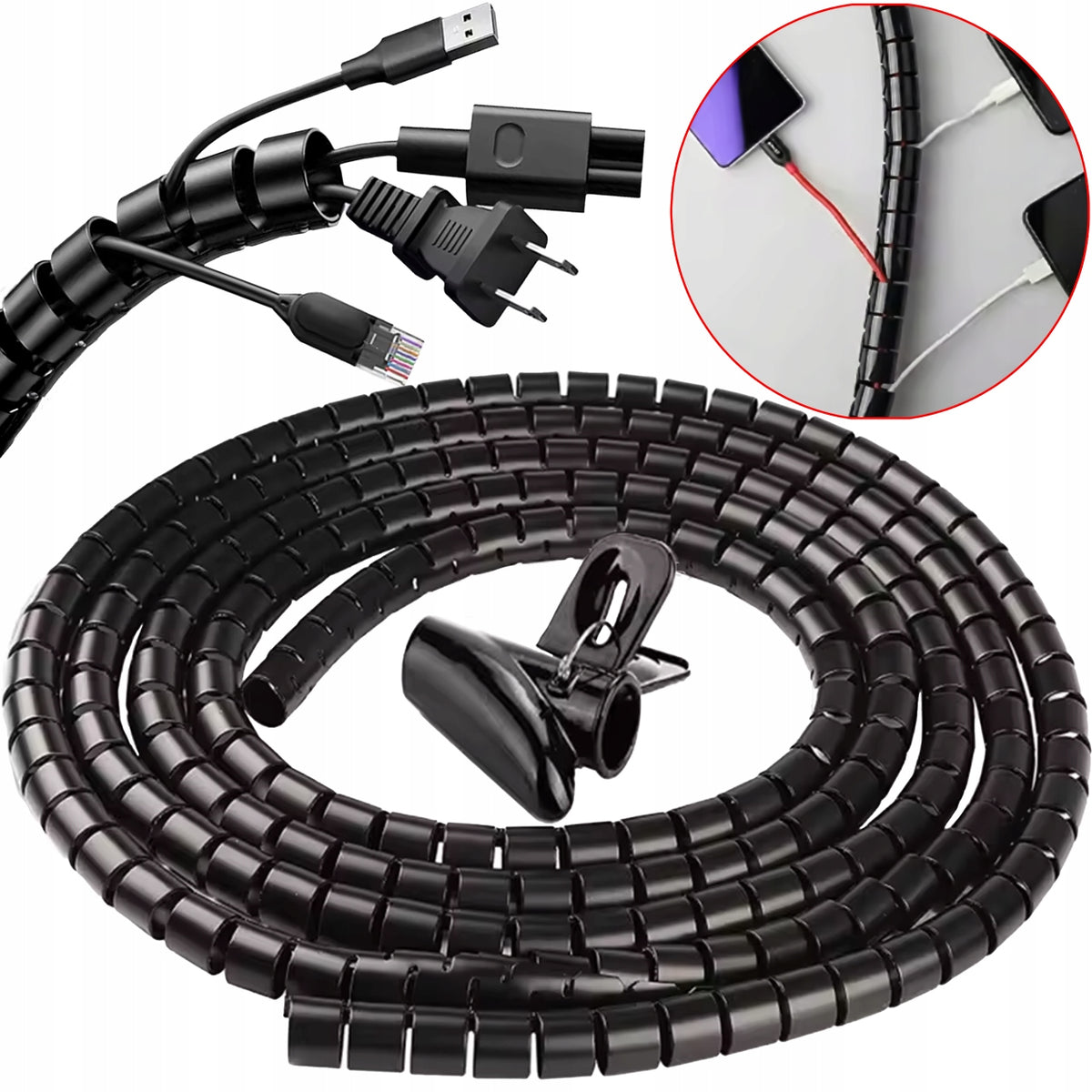 SPIRAL WRAP CABLE GRILLE OPEN 12mm 5mb WIRE BRAID COVER