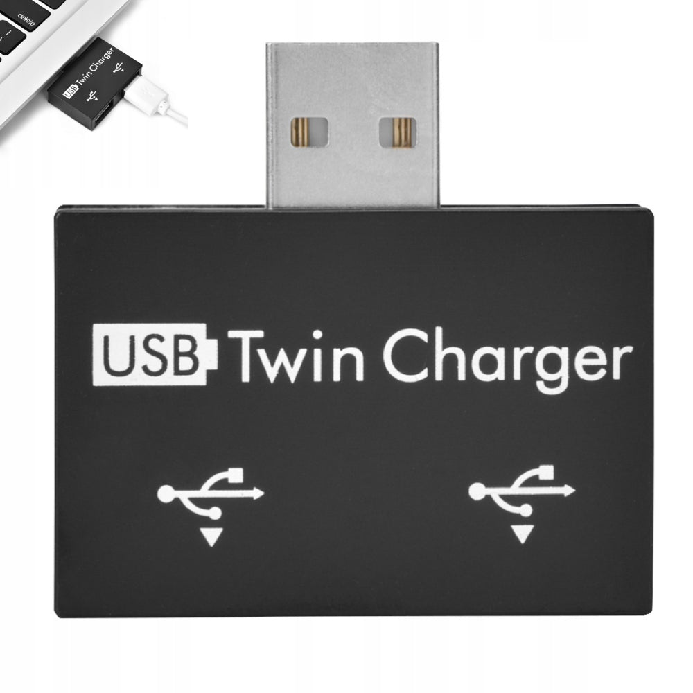 SPLITTER ADAPTER HUB 2 USB 2.0 MALE SOCKETS FOR CHARGER