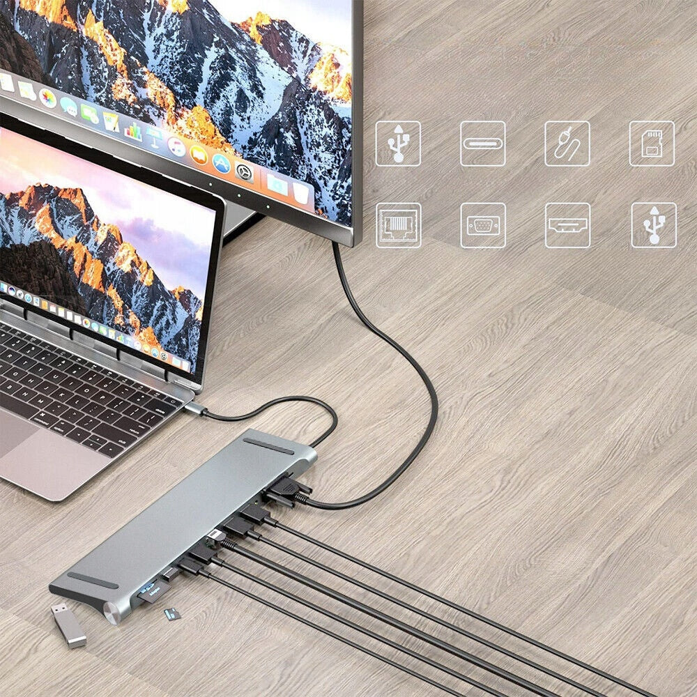 SPLITTER HUB USB 100W ADAPTER PORT HUB RJ45 14in1 Packaging status original