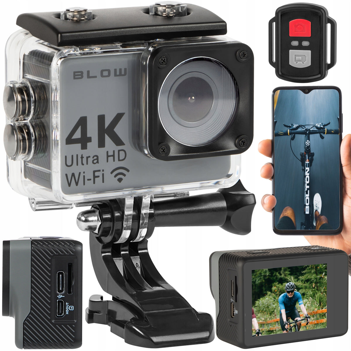 SPORTS CAMERA 4U 4K WIFI USB MICROPHONE WATERPROOF ACCESSORIES SET