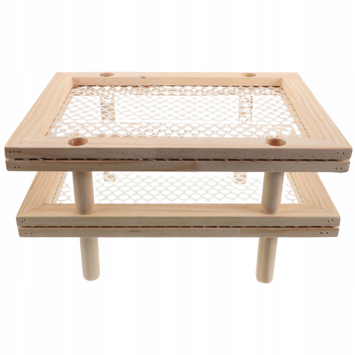 STACKABLE WOODEN HERB DRYING RACK WITH MESH FOR KITCHEN AND BALCONY
