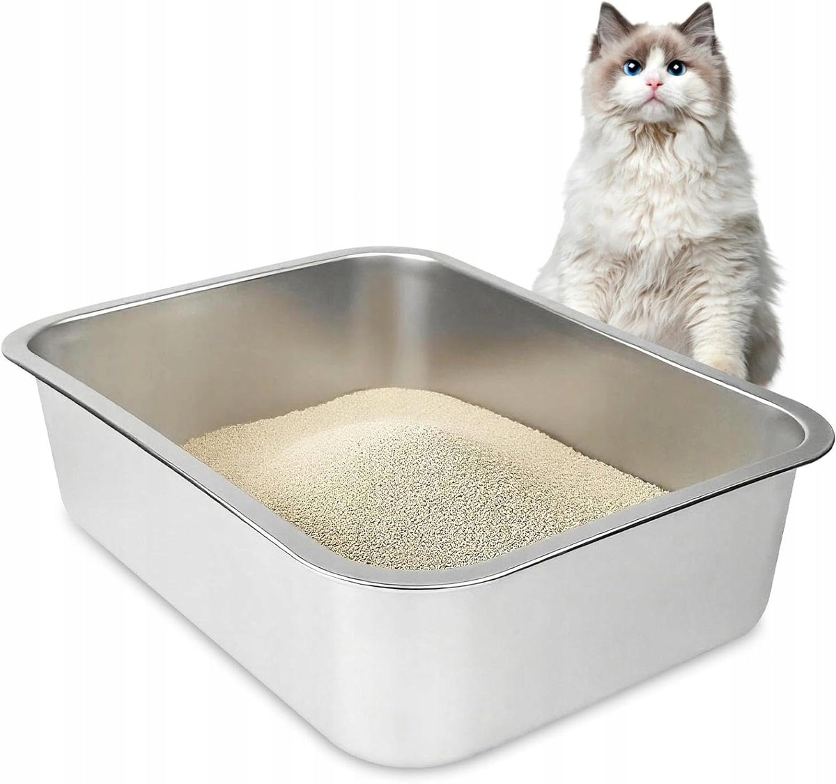 STAINLESS STEEL CAT LITTER BOX DESIGNED AS A TOILET FOR CATS