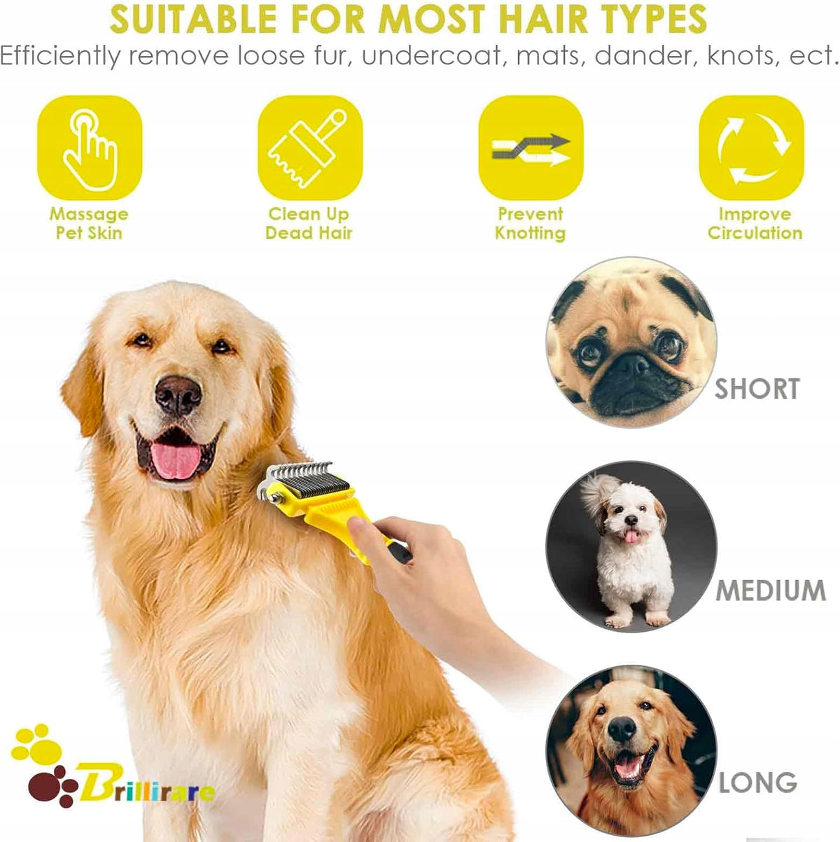 STAINLESS STEEL DOUBLE SIDED TANGLE BRUSH FOR CATS AND DOGS Brand All