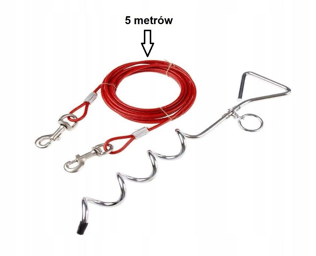 STAKE DOG BINDING SCREW LONG LEASH FOR DOG GARDEN CAMPING CATWALK 5m Packaging status original