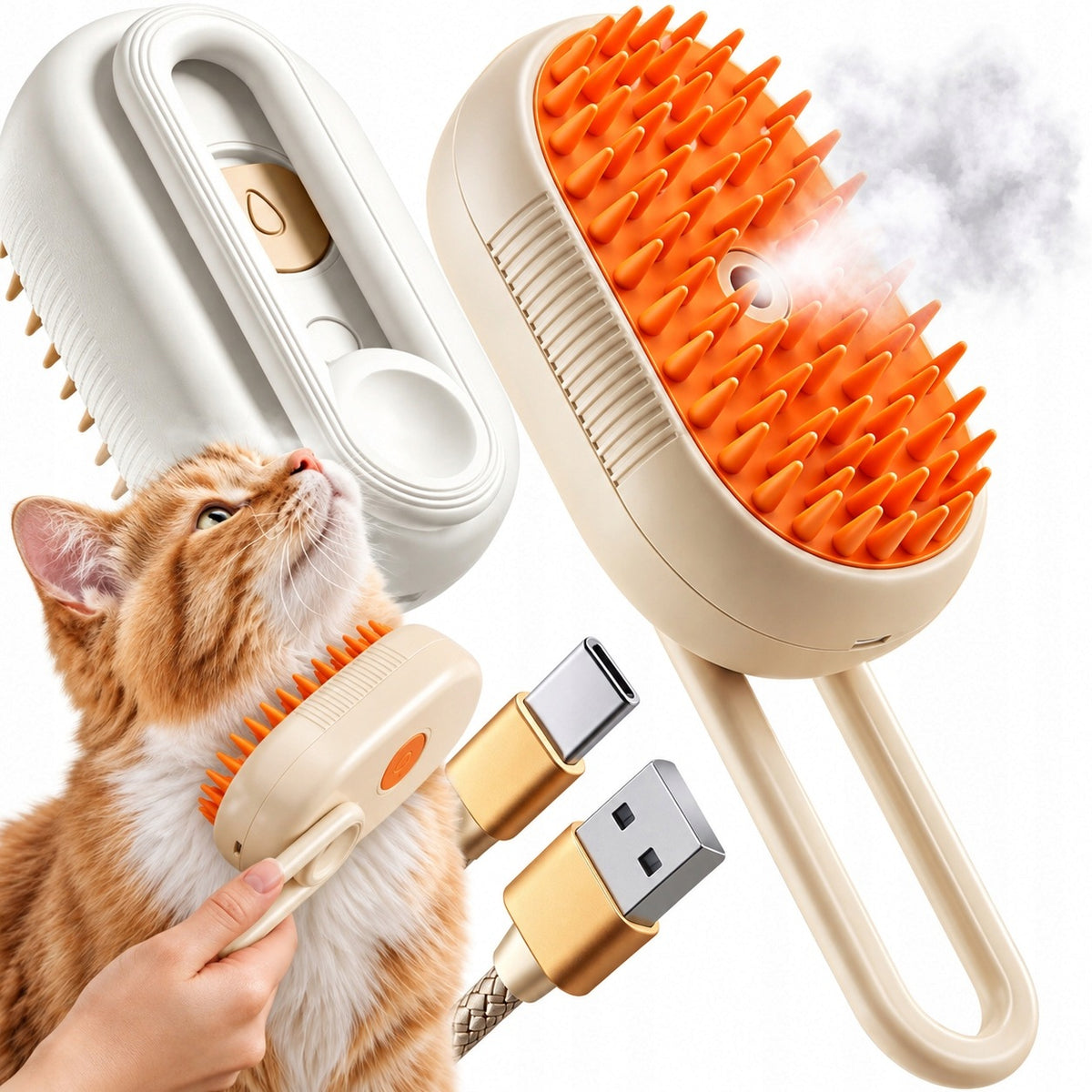 STEAM BRUSH FOR CAT AND DOG ANIMALS ELECTRIC FOR HAIR CARE