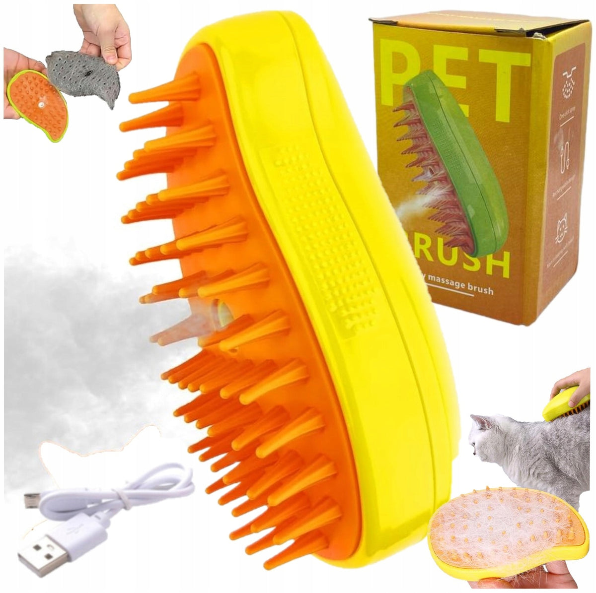 STEAM BRUSH FOR CAT ANIMALS ELECTRIC FOR FUR CARE