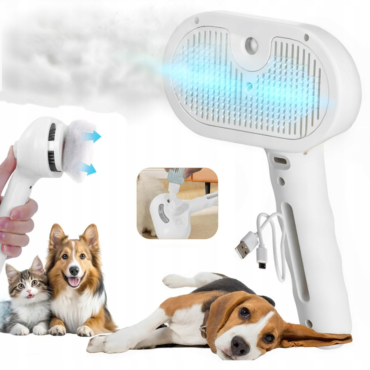 STEAM BRUSH FOR CAT DOG ANIMALS ELECTRIC FOR GENTLE COMBING