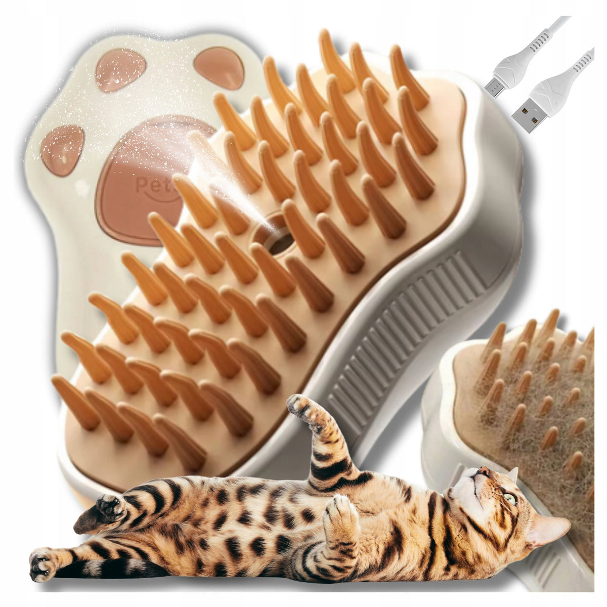 STEAM BRUSH FOR CAT DOG ANIMALS ELECTRIC FOR HAIR CARE