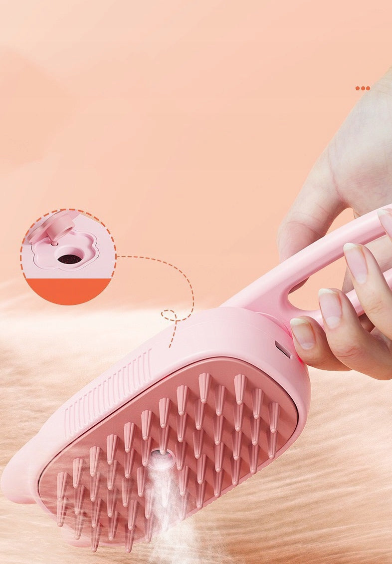 STEAM BRUSH FOR DOG AND CAT FOR GROOMING HAIR COMFORTABLE PINK Packaging status original