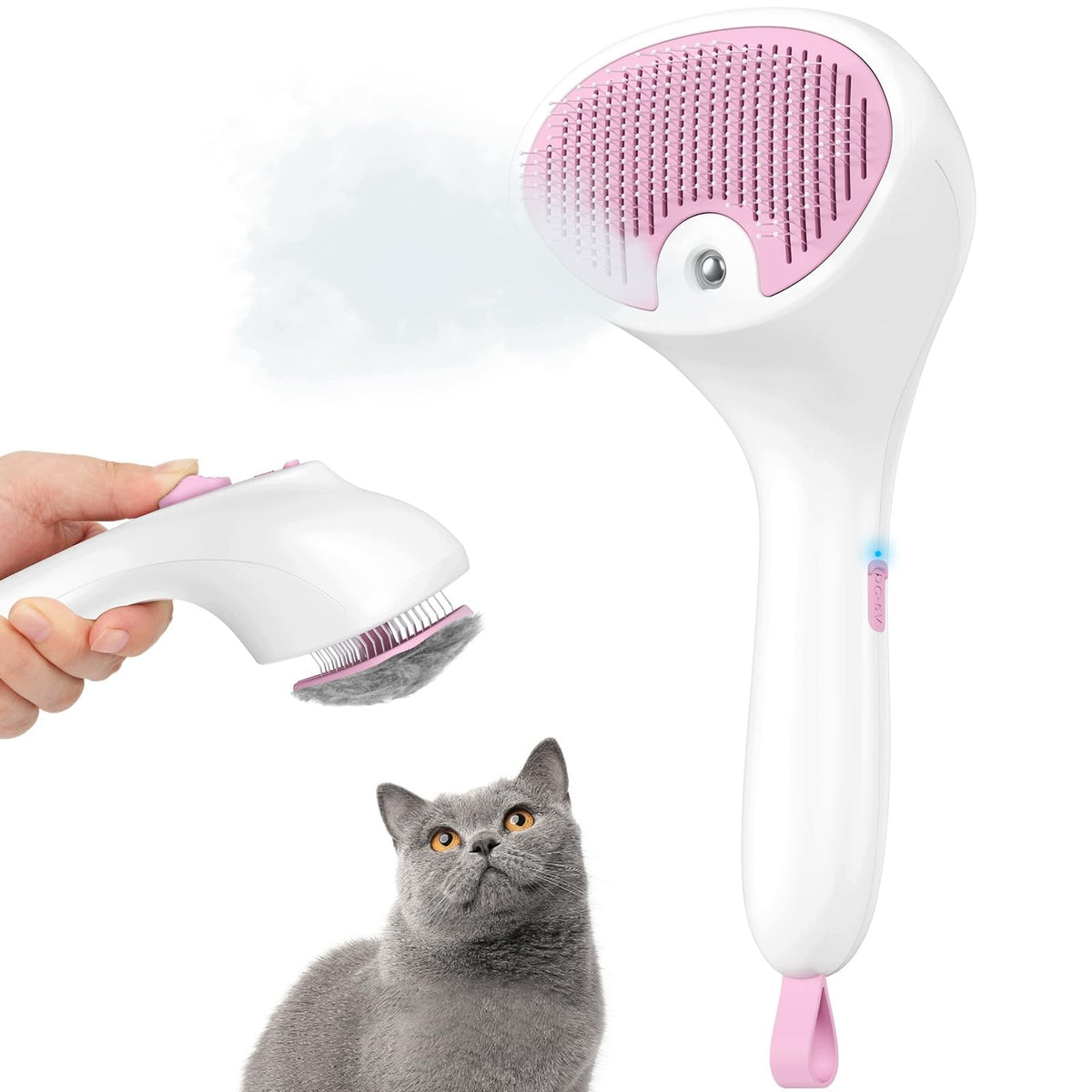STEAM CAT BRUSH WITH ULTRA-QUIET RELEASE BUTTON
