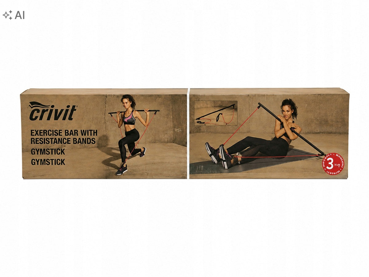 STICK TRAINING BAR WITH EXPANDERS FOR PILATES FITNESS RUBBER LOAD