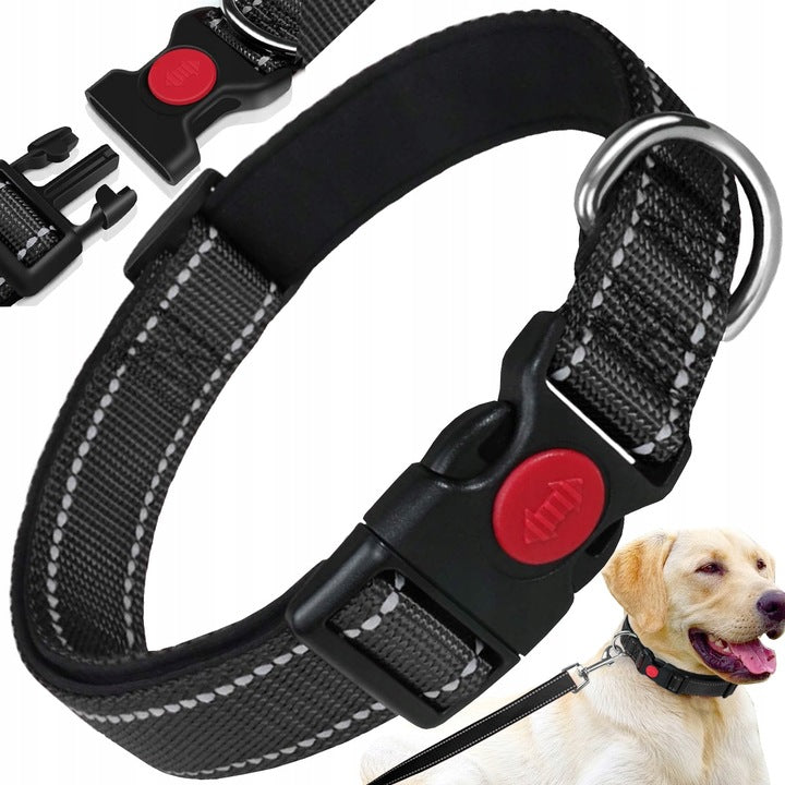 STRONG ADJUSTABLE REFLECTIVE COLLAR FOR CAT DOG ROS. L 44-64cm