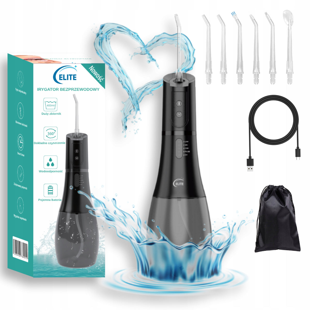 STRONG DENTAL IRRIGATOR FOR TEETH 6TIPS 400 ML 5MODES WIRELESS