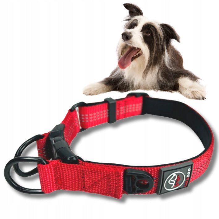 STRONG DOG COLLAR red RICO 50-60CM reflective double ring_size XL