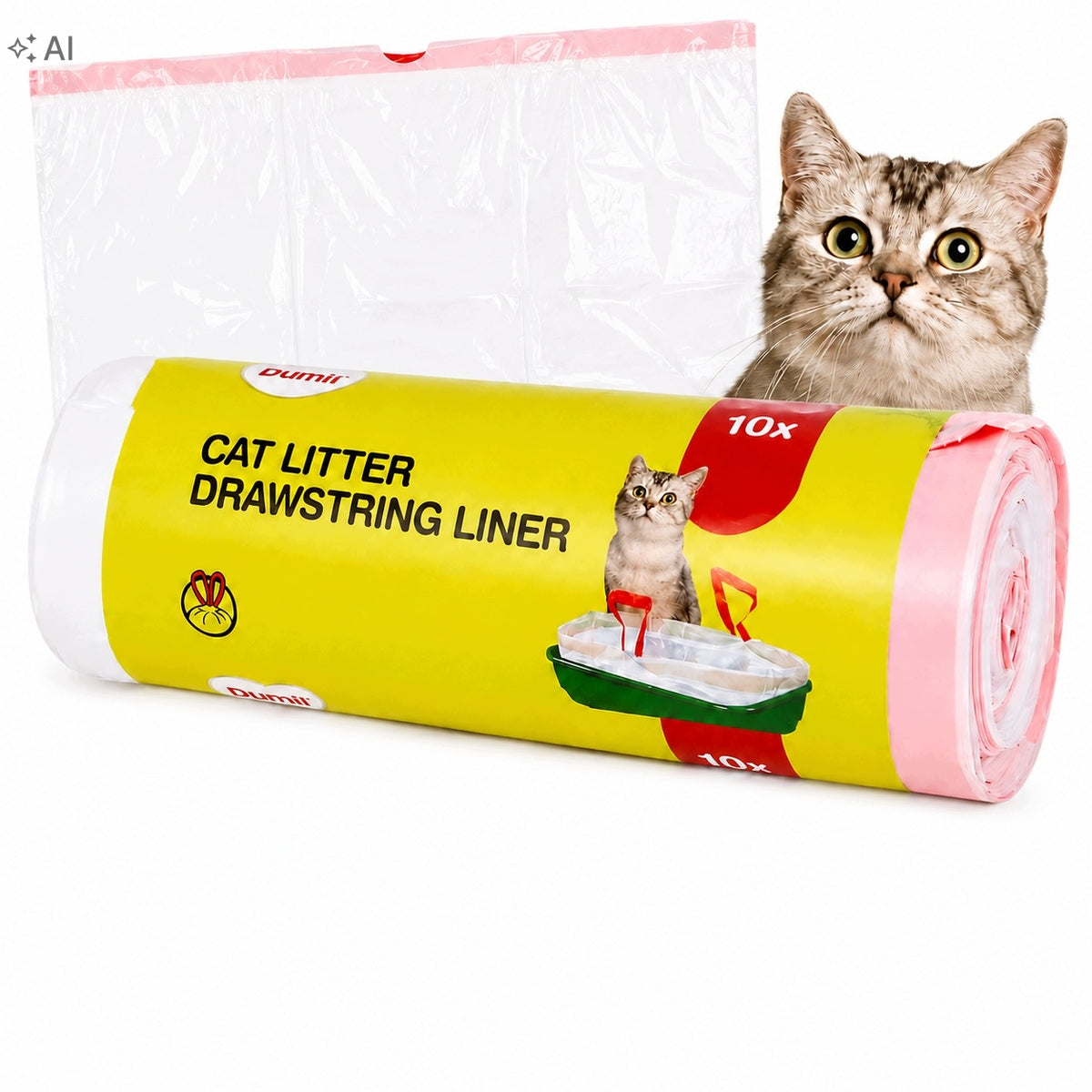 STRONG DURABLE LITTER BOX BAGS WITH CAT TAPE XL 10 PCS DUMIL