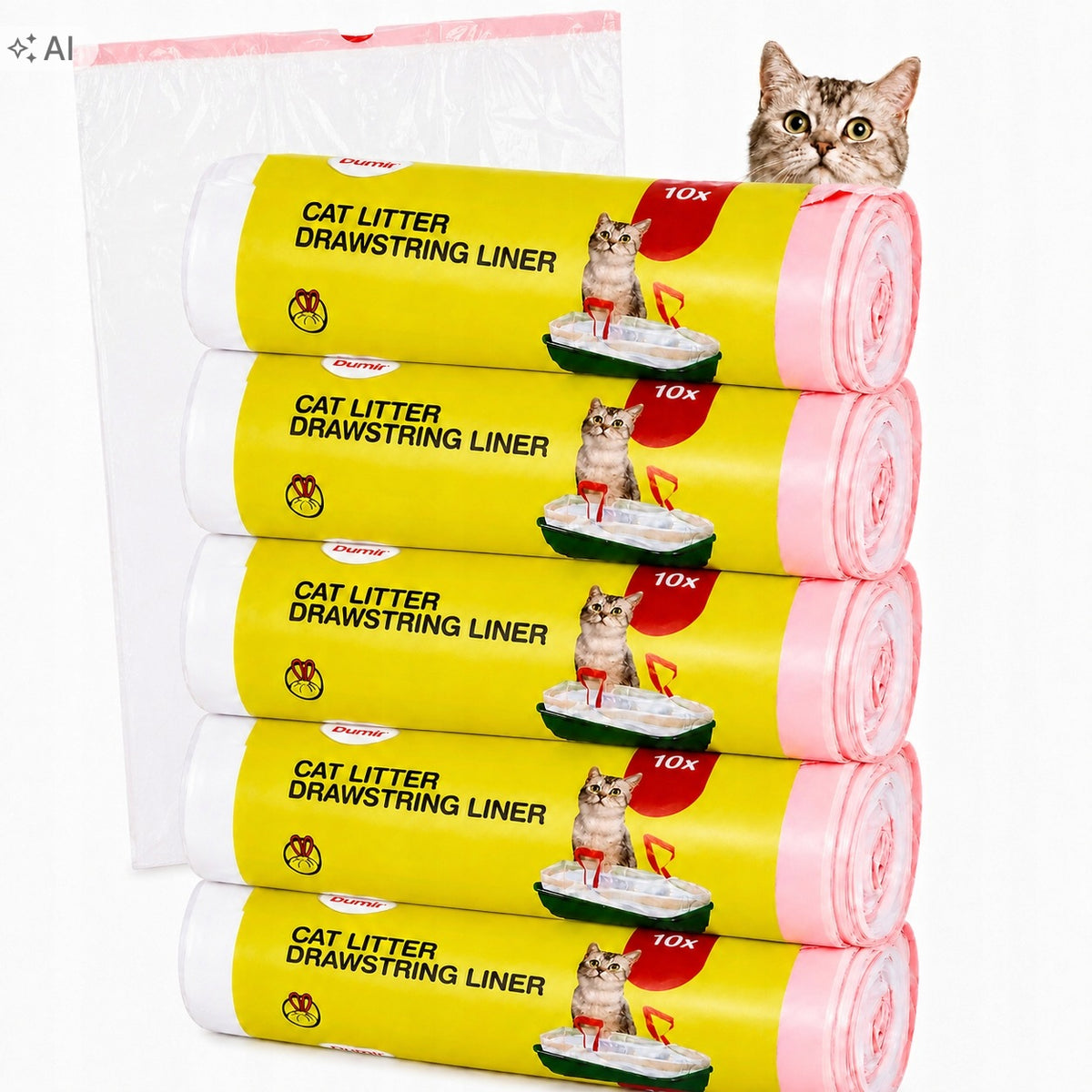 STRONG DURABLE LITTER BOX BAGS WITH CAT TAPE XL 50 PCS DUMIL