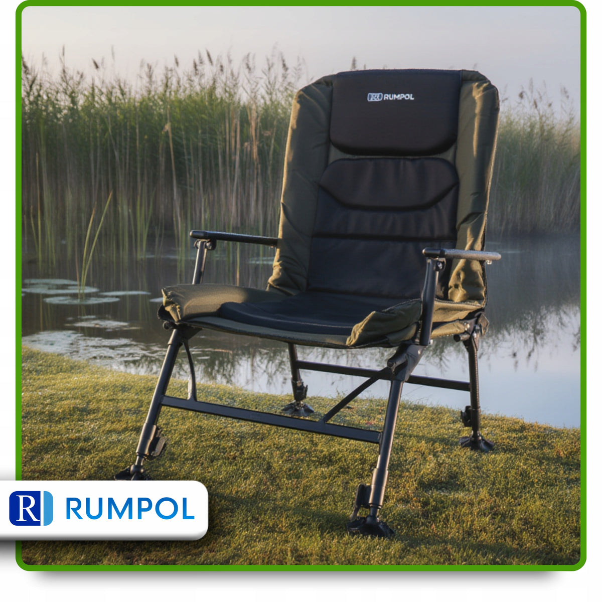 STRONG FISHING CHAIR RUMPOL ADJUSTABLE BACKREST UP TO 160KG KNIFE BAG 210018 Packaging status original