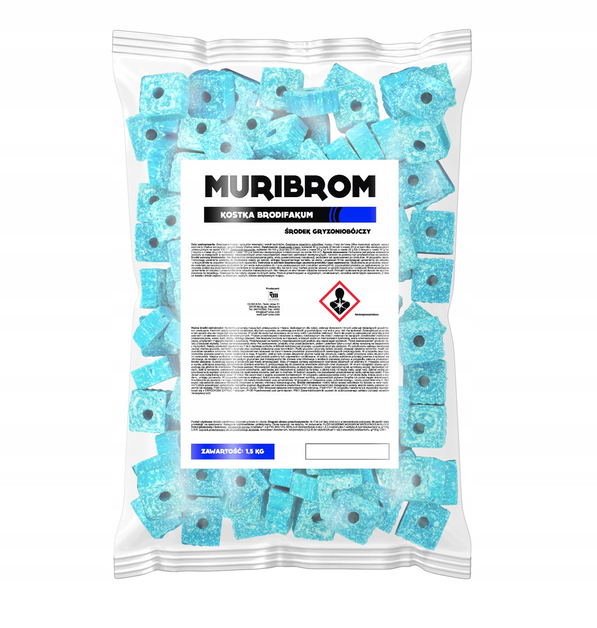 STRONG POISON FOR MICE AND RATS MURIBROM BRODIFACOUM WAX CUBE 1,5 KG Brand Muribrom