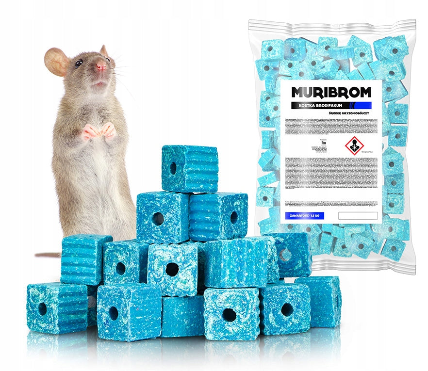 STRONG POISON FOR MICE AND RATS MURIBROM BRODIFACOUM WAX CUBE 1,5 KG