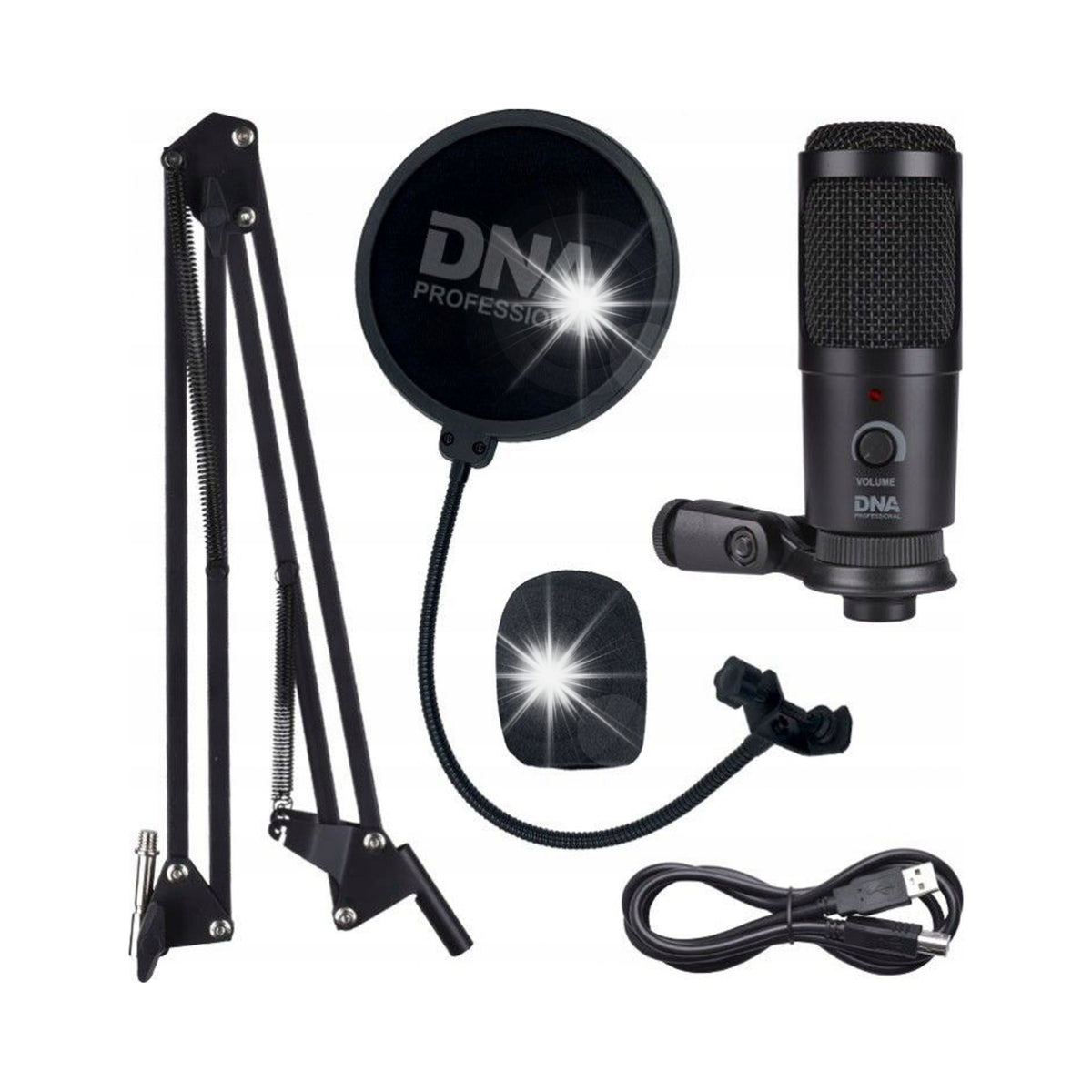 STUDIO MICROPHONE USB CONDENSER GAMING TRIPOD SET POP FILTER