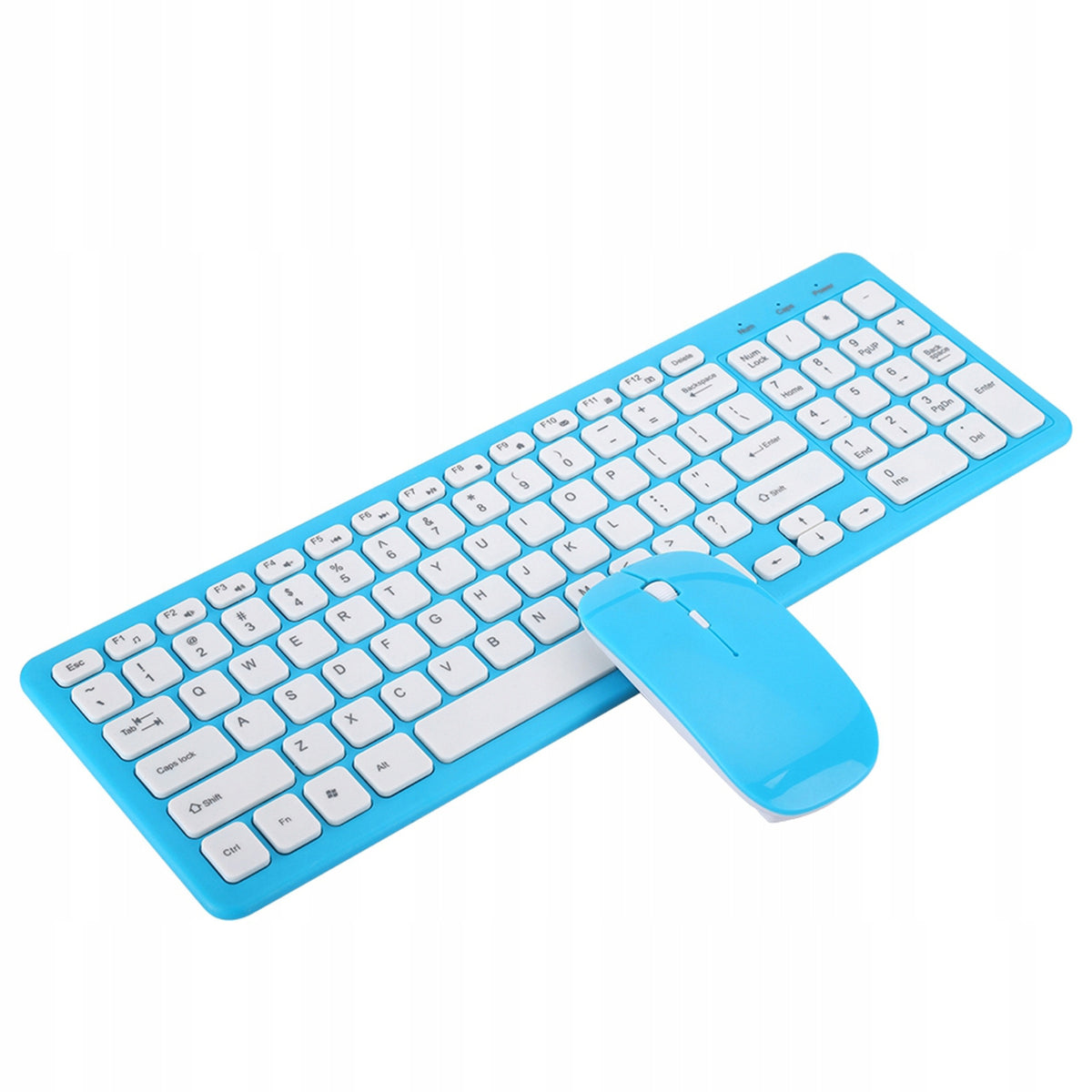 STYLISH WIRELESS MOUSE AND KEYBOARD BLUE Batteries included no