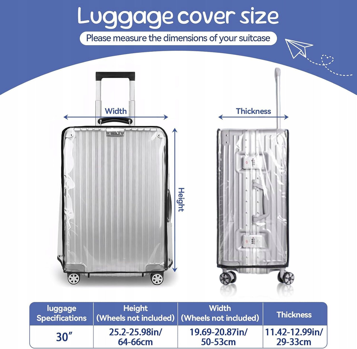 SUITCASE COVER TRANSPARENT PVC PROTECTIVE UNIVERSAL Color transparent