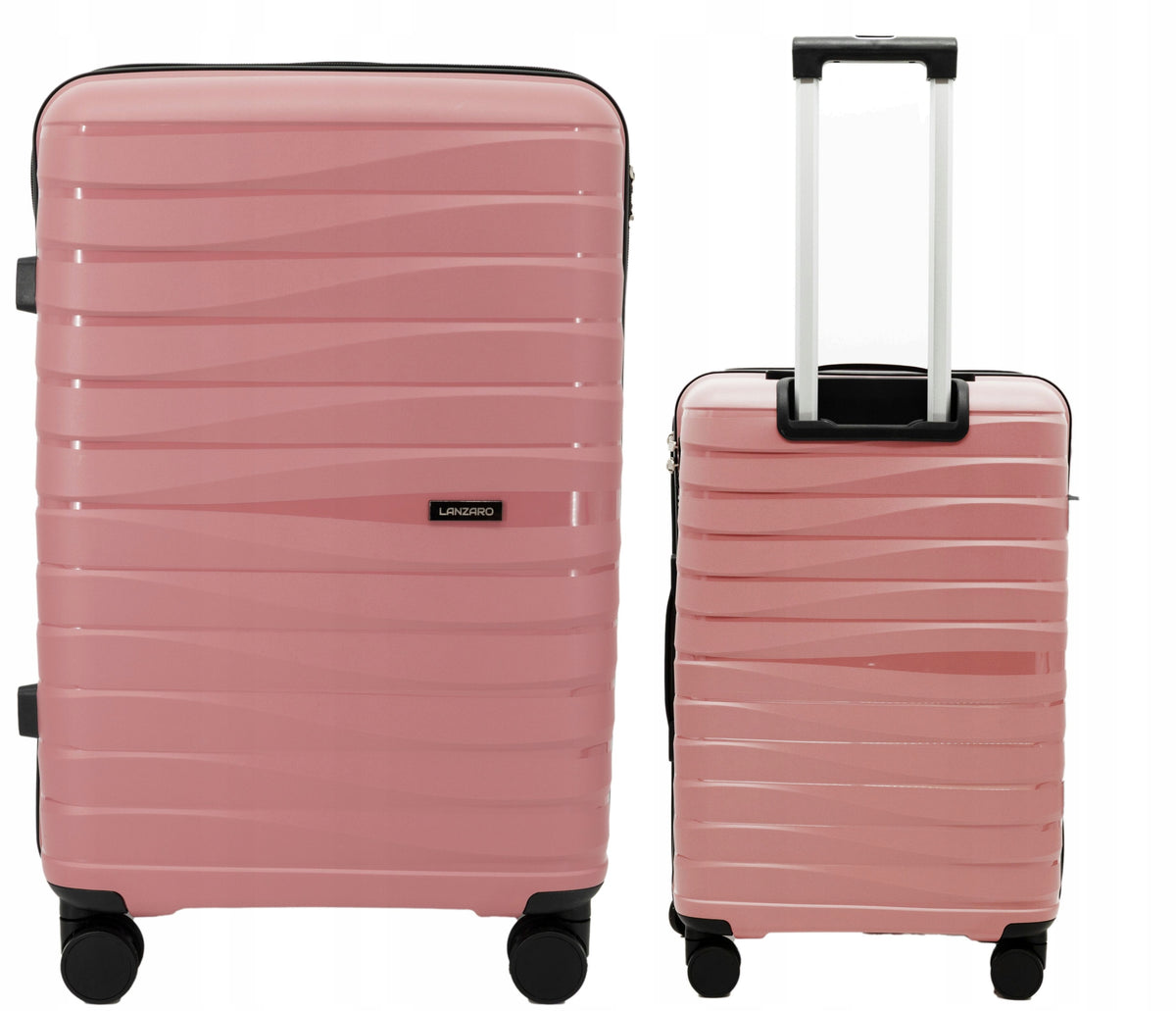 SUITCASE MEDIUM PP POLYPROPYLENE TSA 4 WHEELS 360° LUGGAGE LANZARO ROSE GOLD