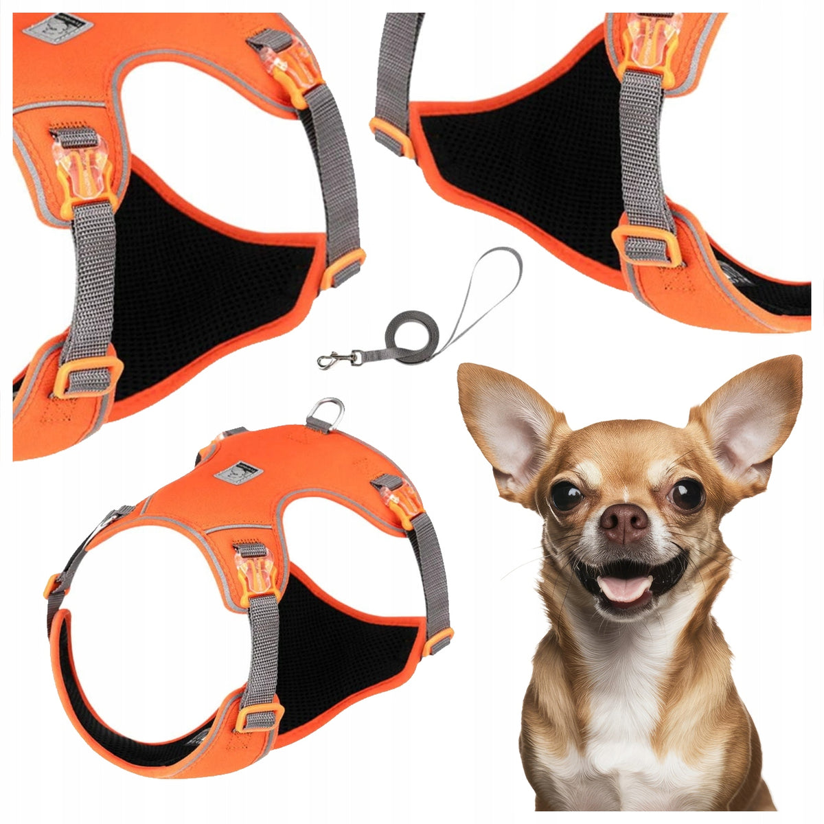 SUSPENDERS + LEASH ULTRALIGHT BREATHABLE TRUELOVE LIGHTNESS ORANGE 3XS