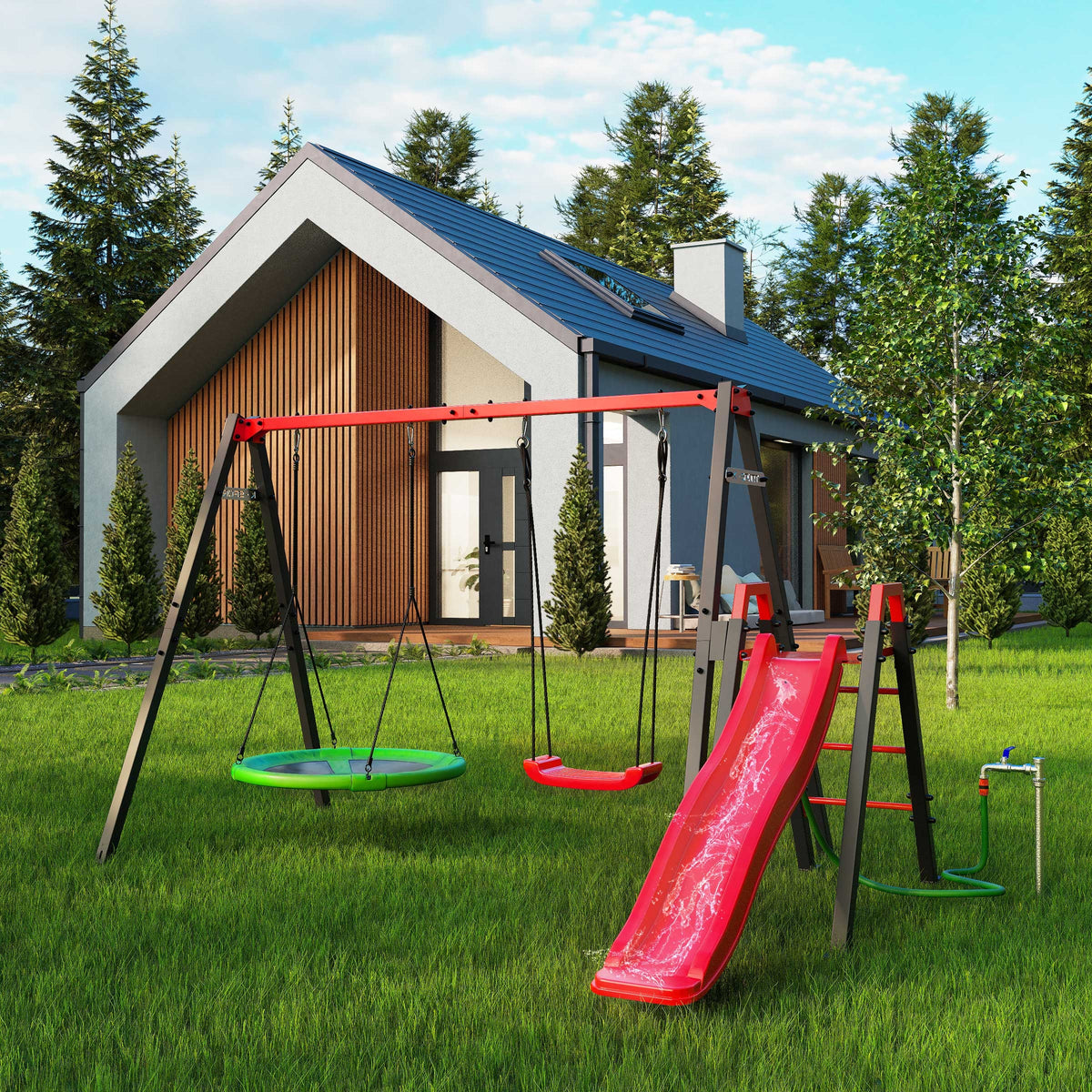 SWING Frame for children GARDEN SLIDE STORK NEST metal Manufacturer code KSOZ021
