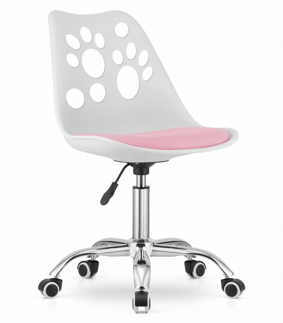 SWIVEL CHAIR MODULUS, UPHOLSTERED, FAUX LEATHER, FOR LIVING ROOM, WHITE AND PINK