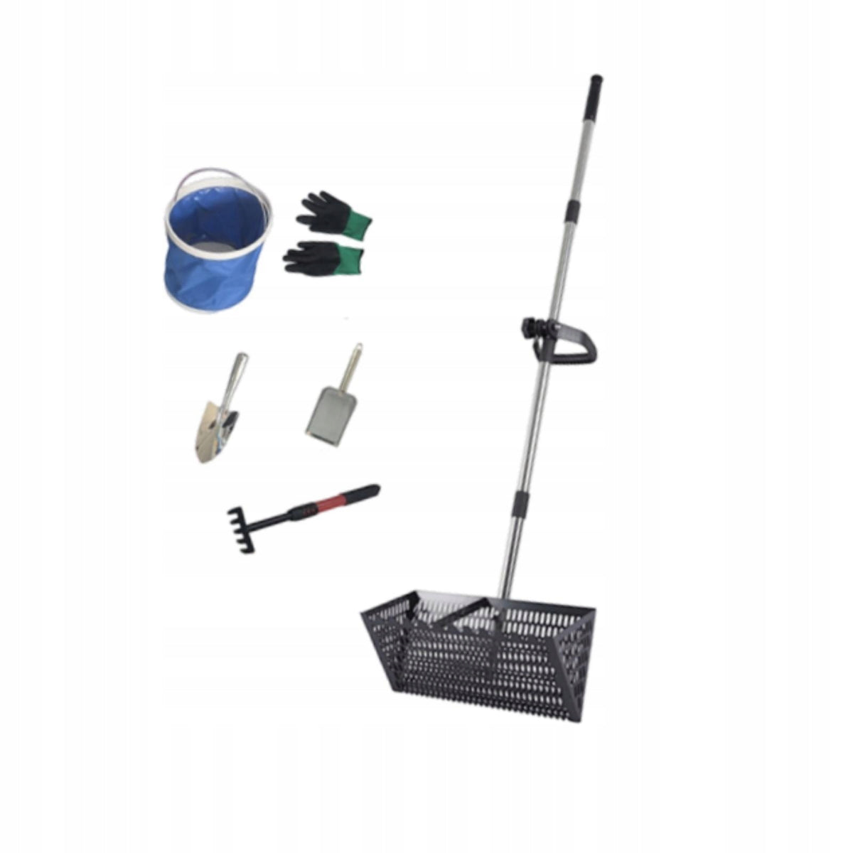 Sand Rake Carbon Steel Premium Large Telescopic Handle Sifting No black